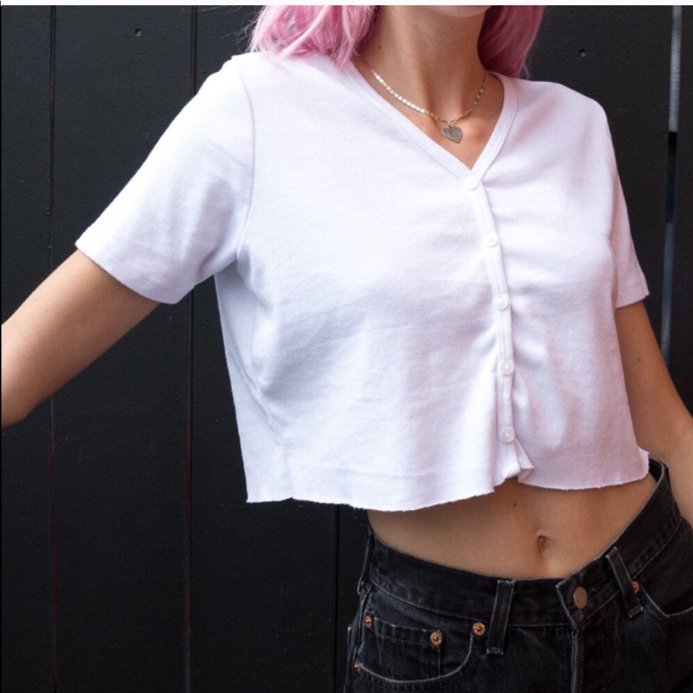 Brandy Melville white button up top